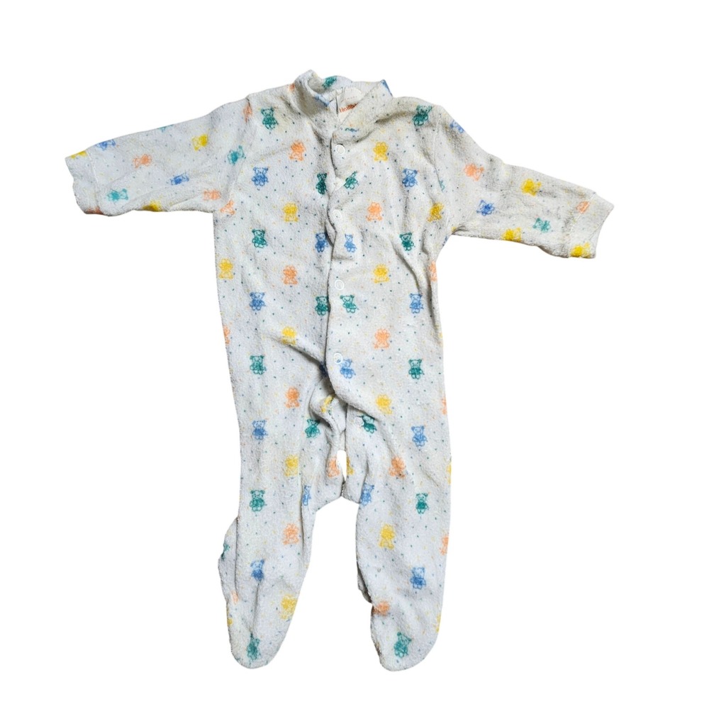 Vintage Health-tex Baby‎ Bear Fleece Footed Sleeper Snap Front M USA Kidcore 90s